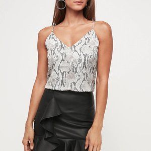 EXPRESS Snakeskin Print Satin Downtown Cami